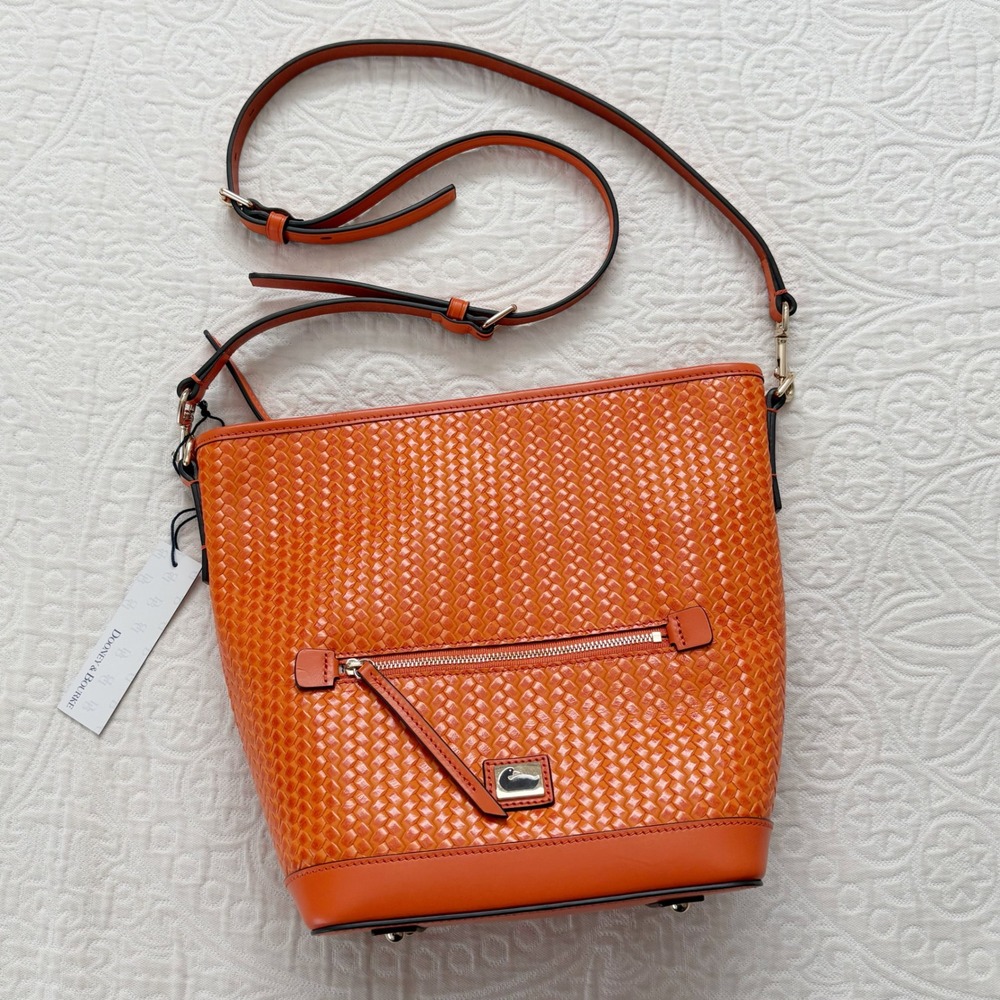 Dooney & Bourke Camden Small Hobo Woven‎ Leather Crossbody Bag, Orange